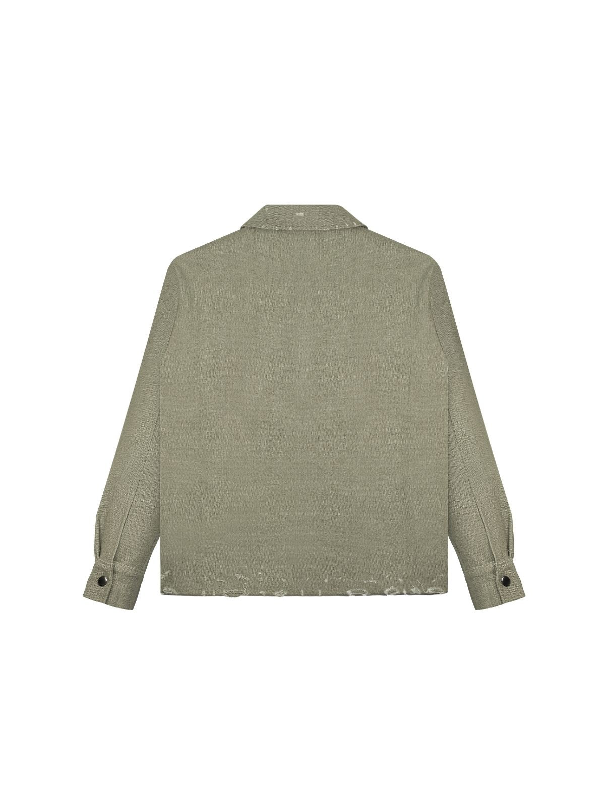 DISTRESSED DENIM SHIRT IN MATCHA GREEN