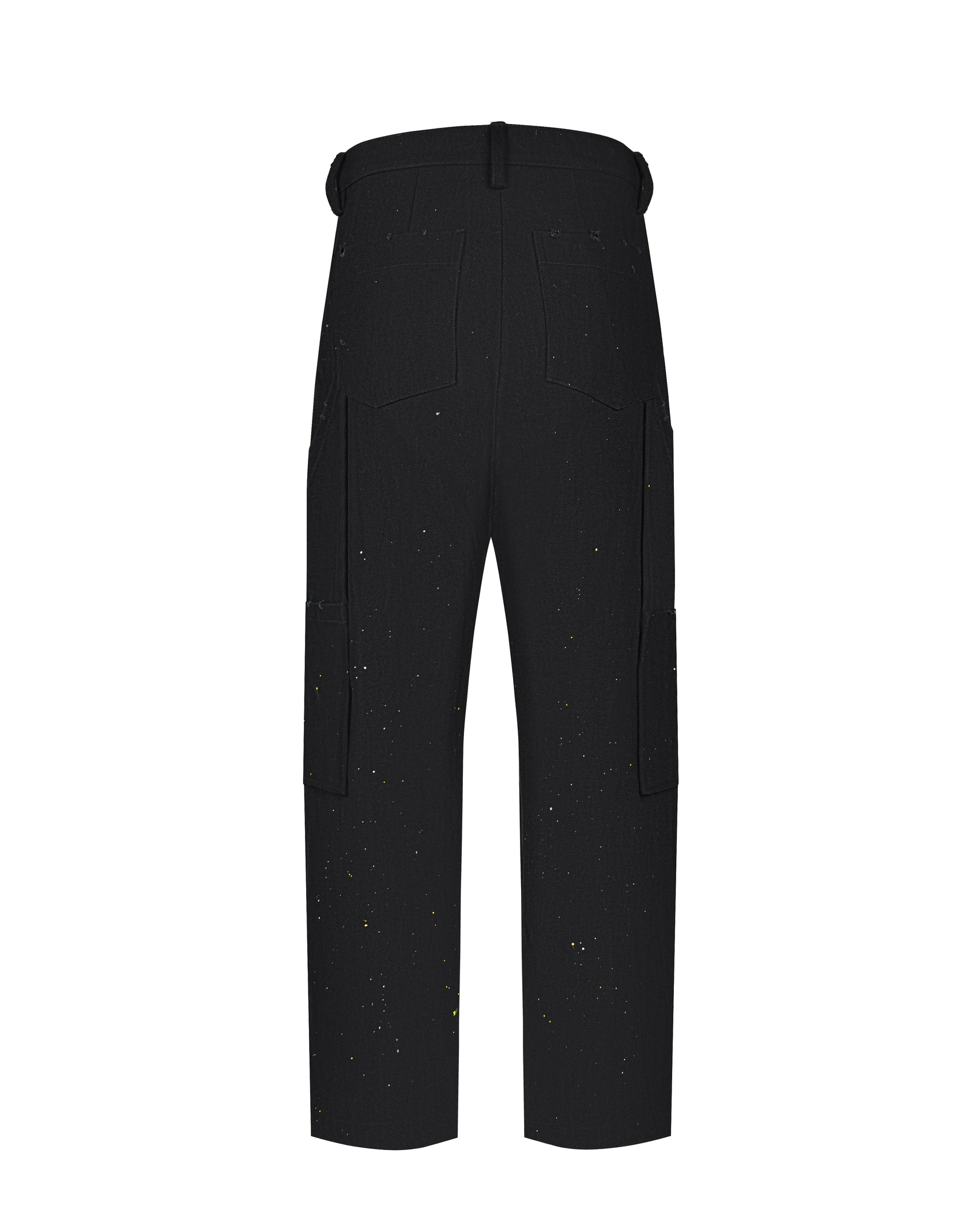 DISTRESSED DOUBLE KNEE PANTS IN BLACK DENIM