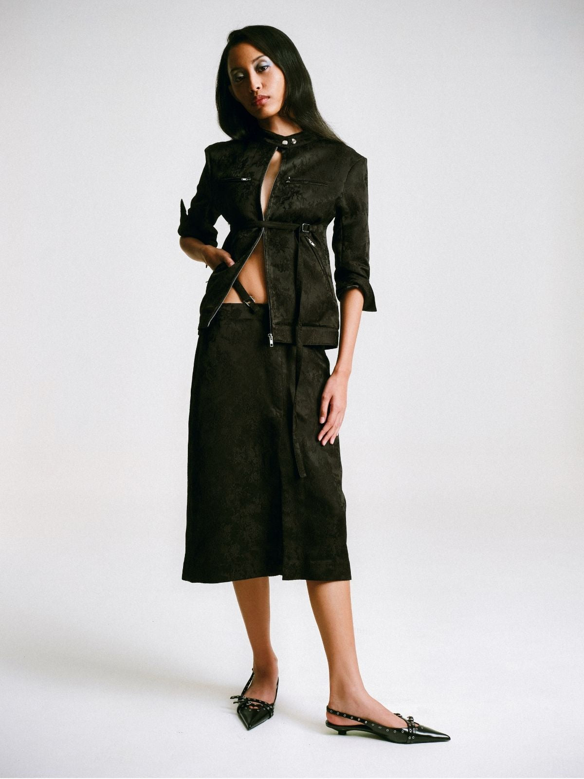 CROPPED MANDARIN MOTORCYCLE JACKET