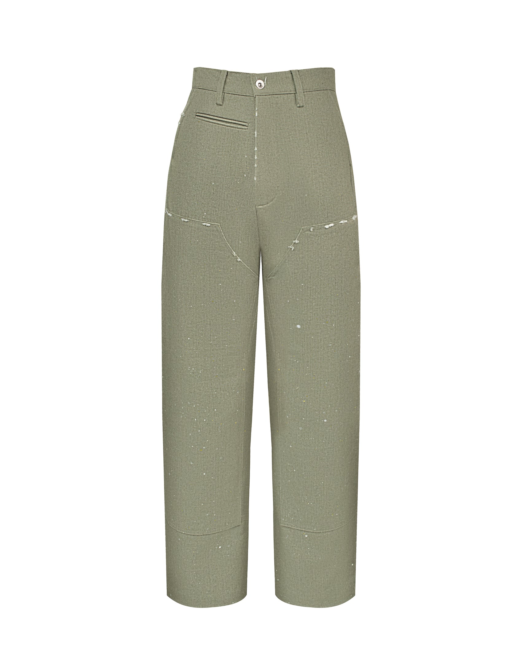 DISTRESSED DOUBLE KNEE PANTS IN MATCHA GREEN