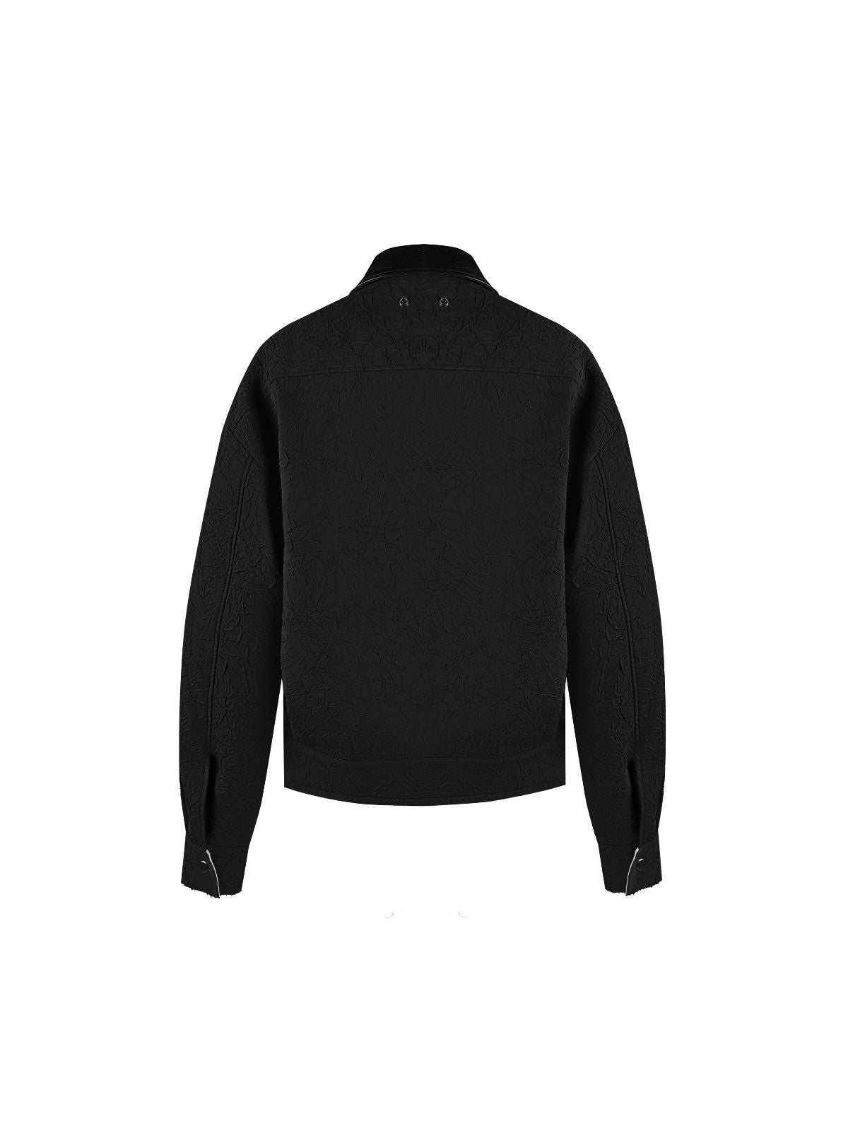 CRINKLED BLOUSON WITH EMBELLISHMENTS AND LEATHER COLLAR