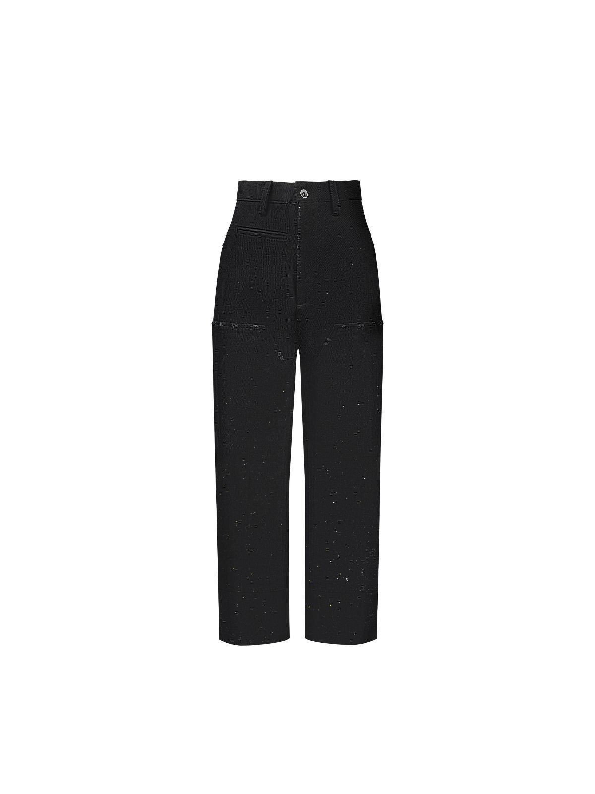 DISTRESSED DOUBLE KNEE PANTS IN BLACK DENIM