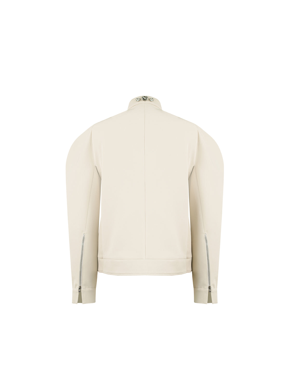 ROUNDED MOTOR JACKET WITH EMBELLISHMENT BUTTONS