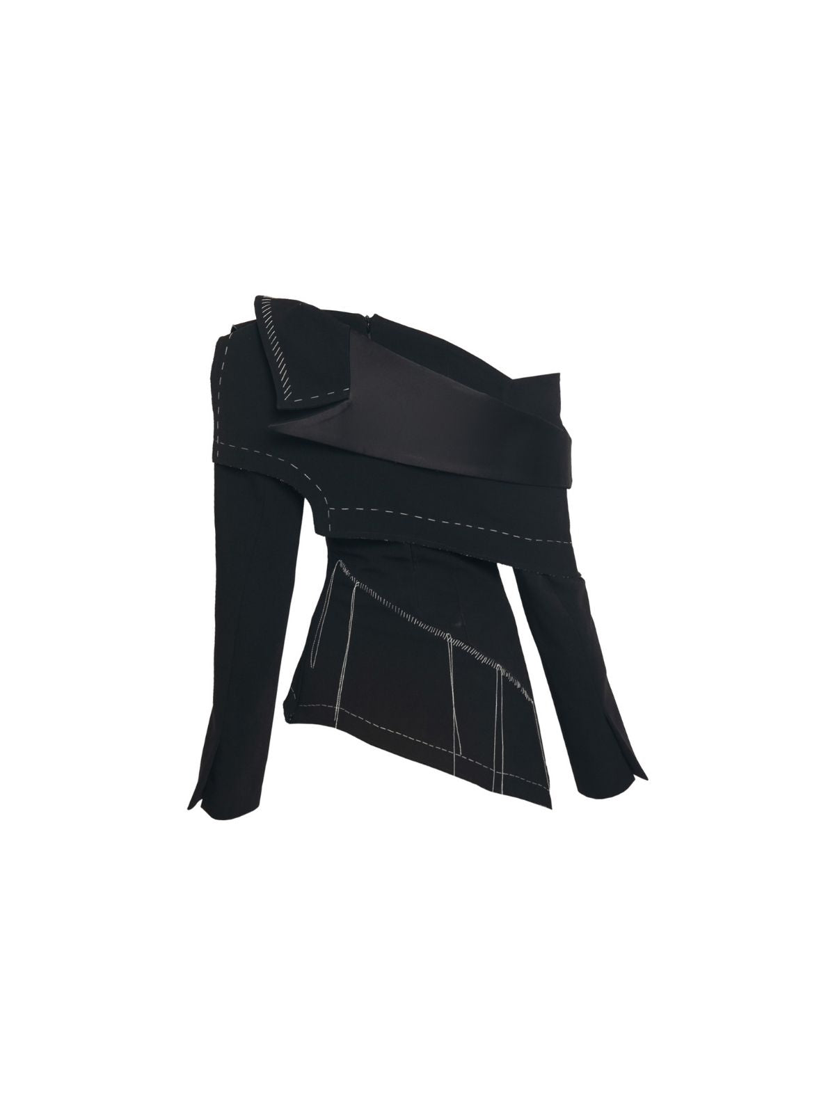 DECONSTRUCTED BLACK TOP WITH DISTRESSED HANDSTITCH