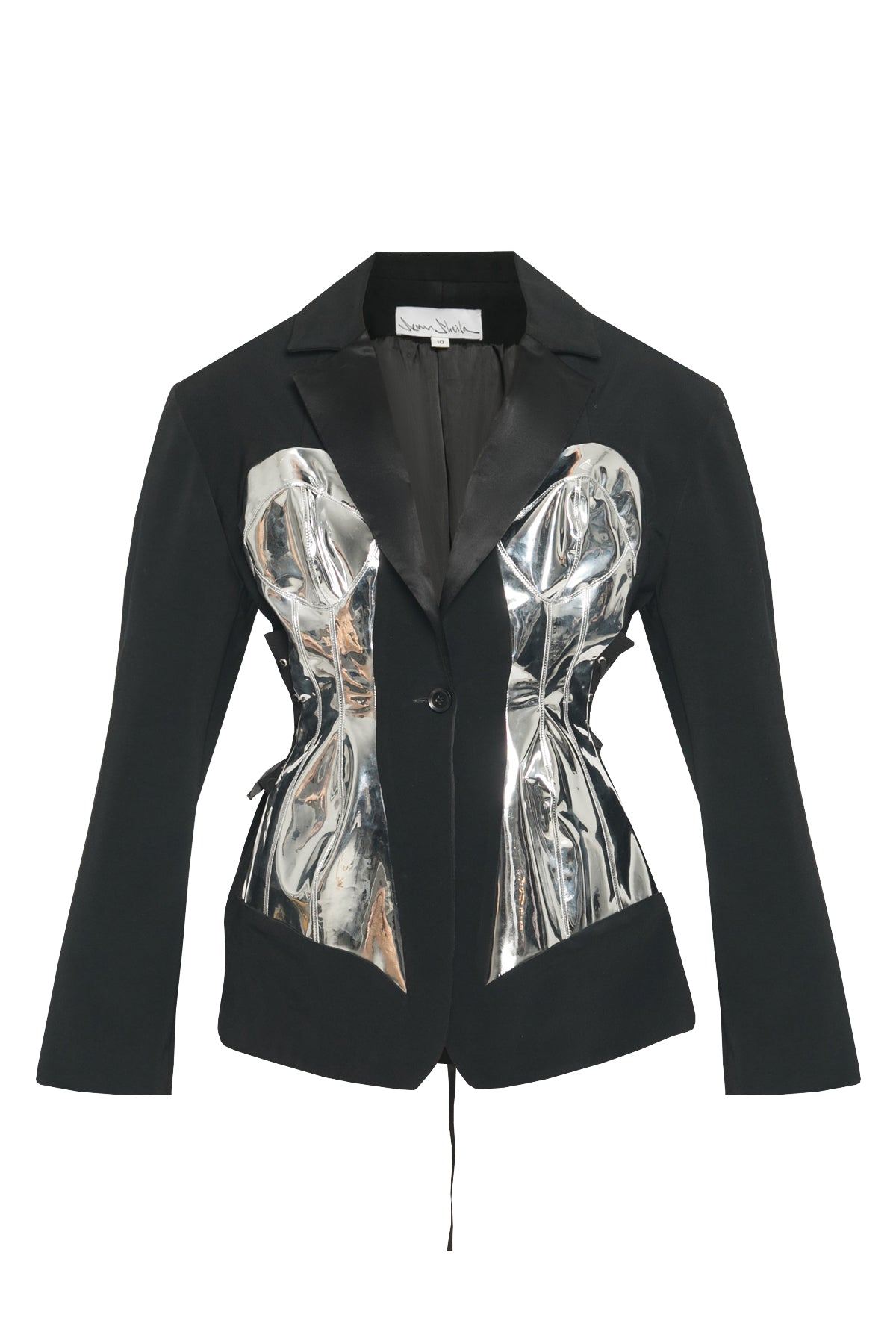 TAILORED BLACK SUIT WITH CORSET PANELS