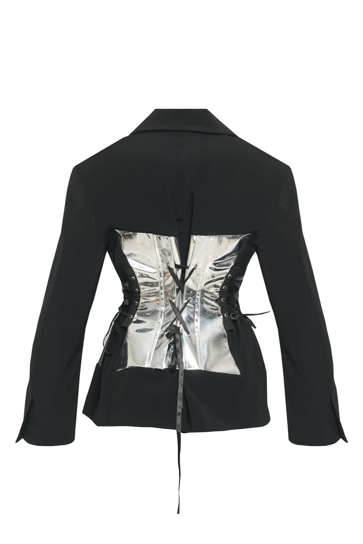 TAILORED BLACK SUIT WITH CORSET PANELS
