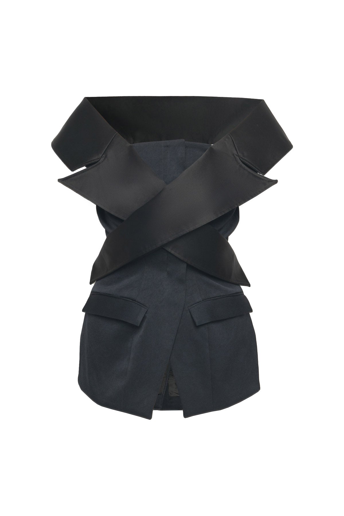 BLACK TAILORED TUBE TOP