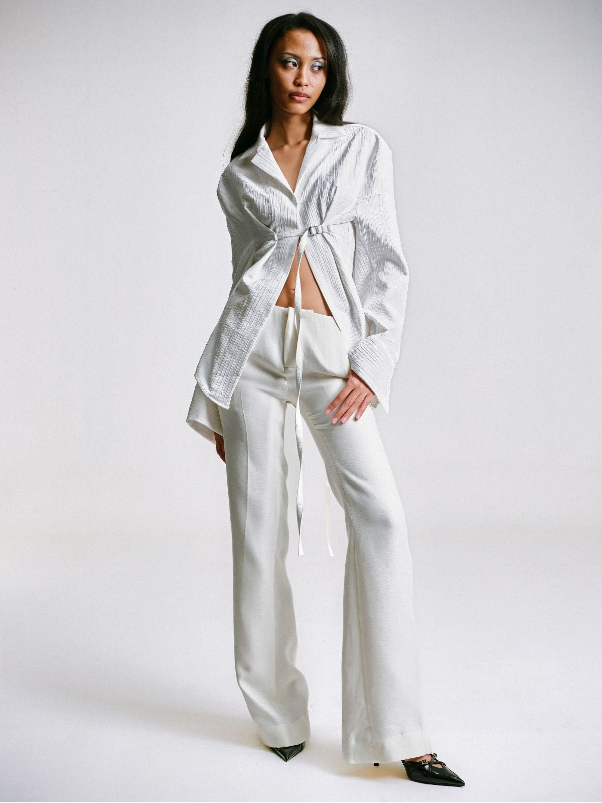 TAILORED SHIRT WITH BELT OPENING
