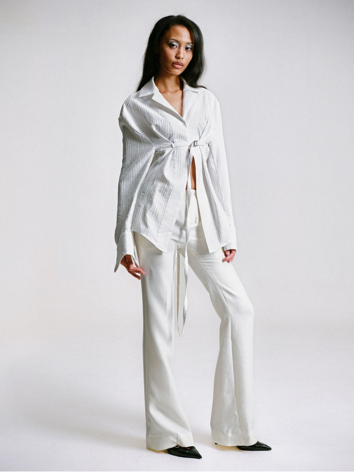 TAILORED SHIRT WITH BELT OPENING
