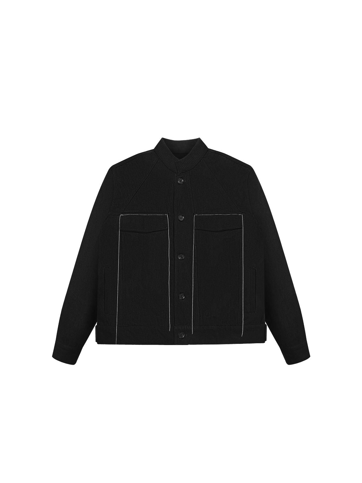 BLACK MANDARIN DENIM JACKET