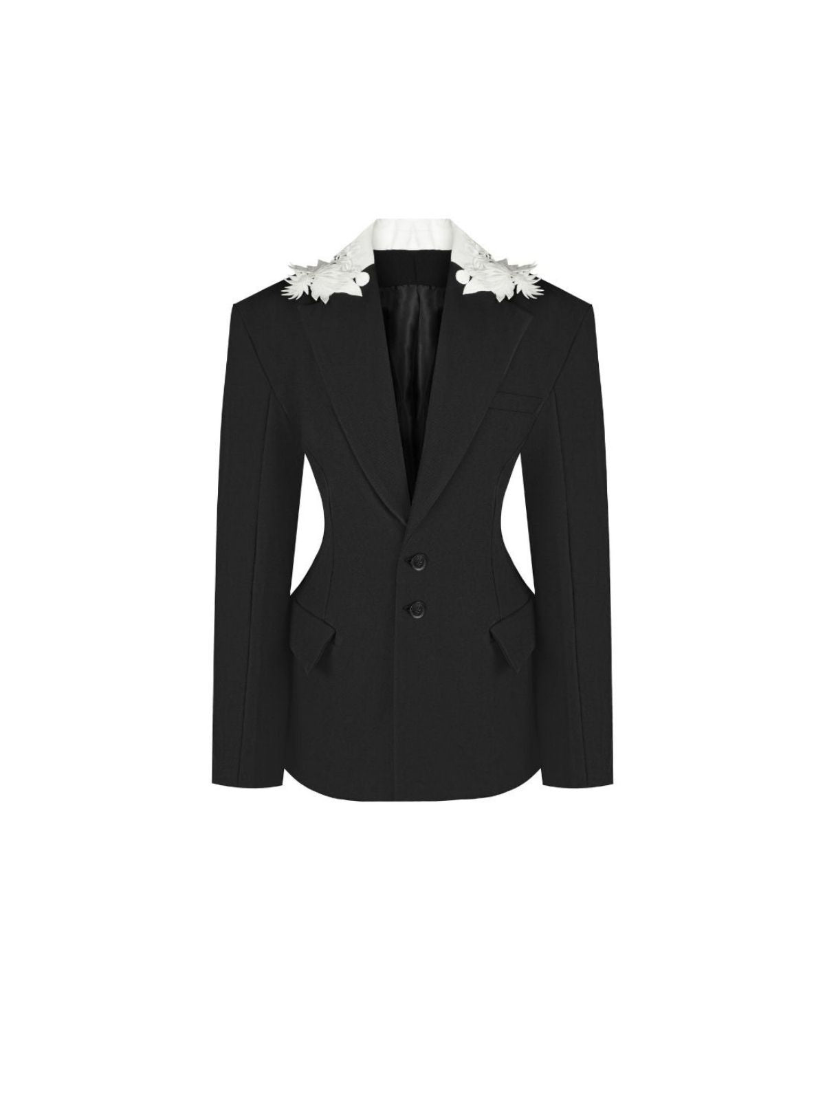 TAILORED SUIT WITH EMBROIDERED COLLAR