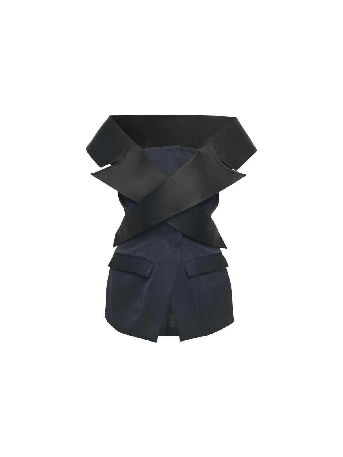 BLACK TAILORED TUBE TOP