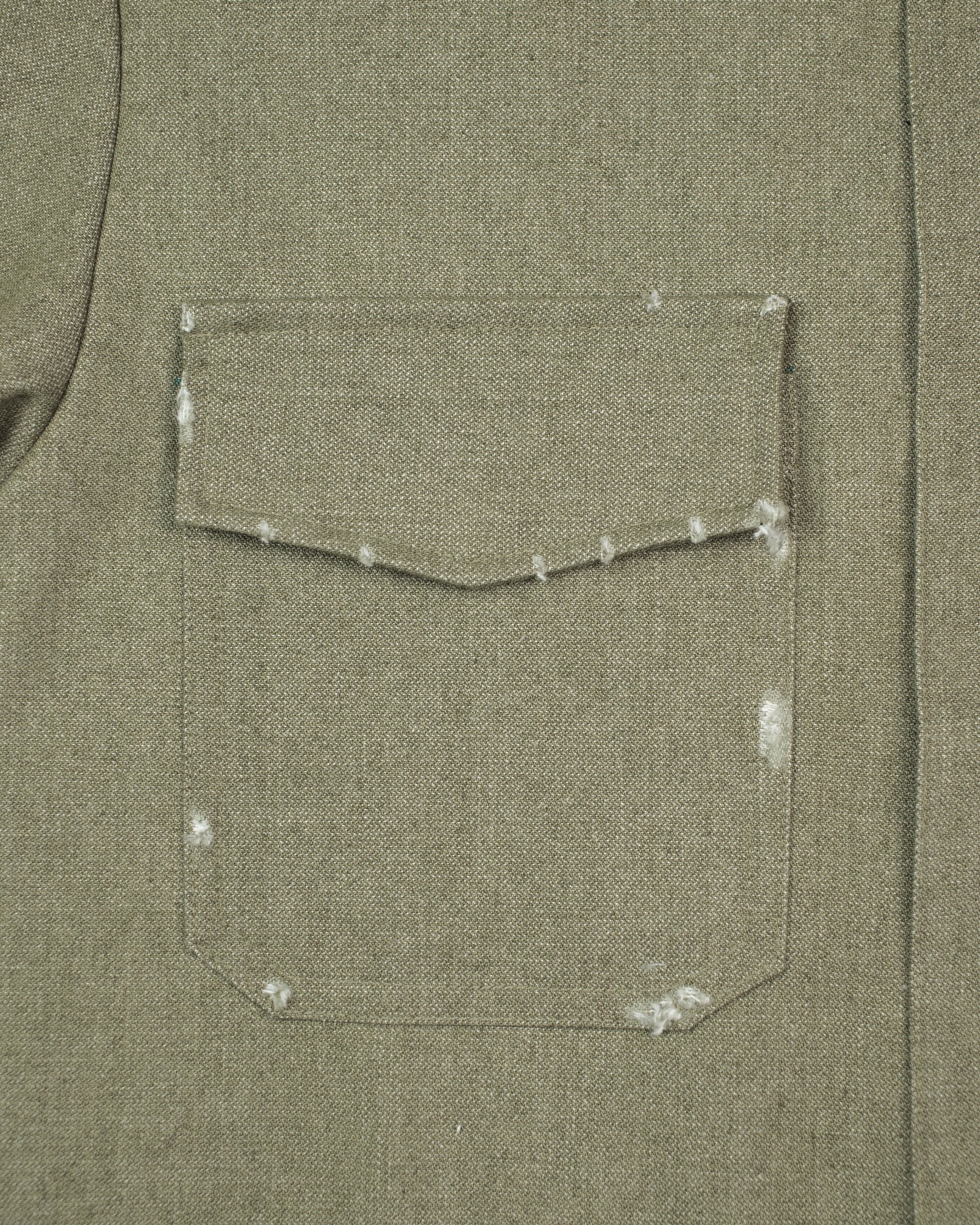 DISTRESSED DENIM SHIRT IN MATCHA GREEN