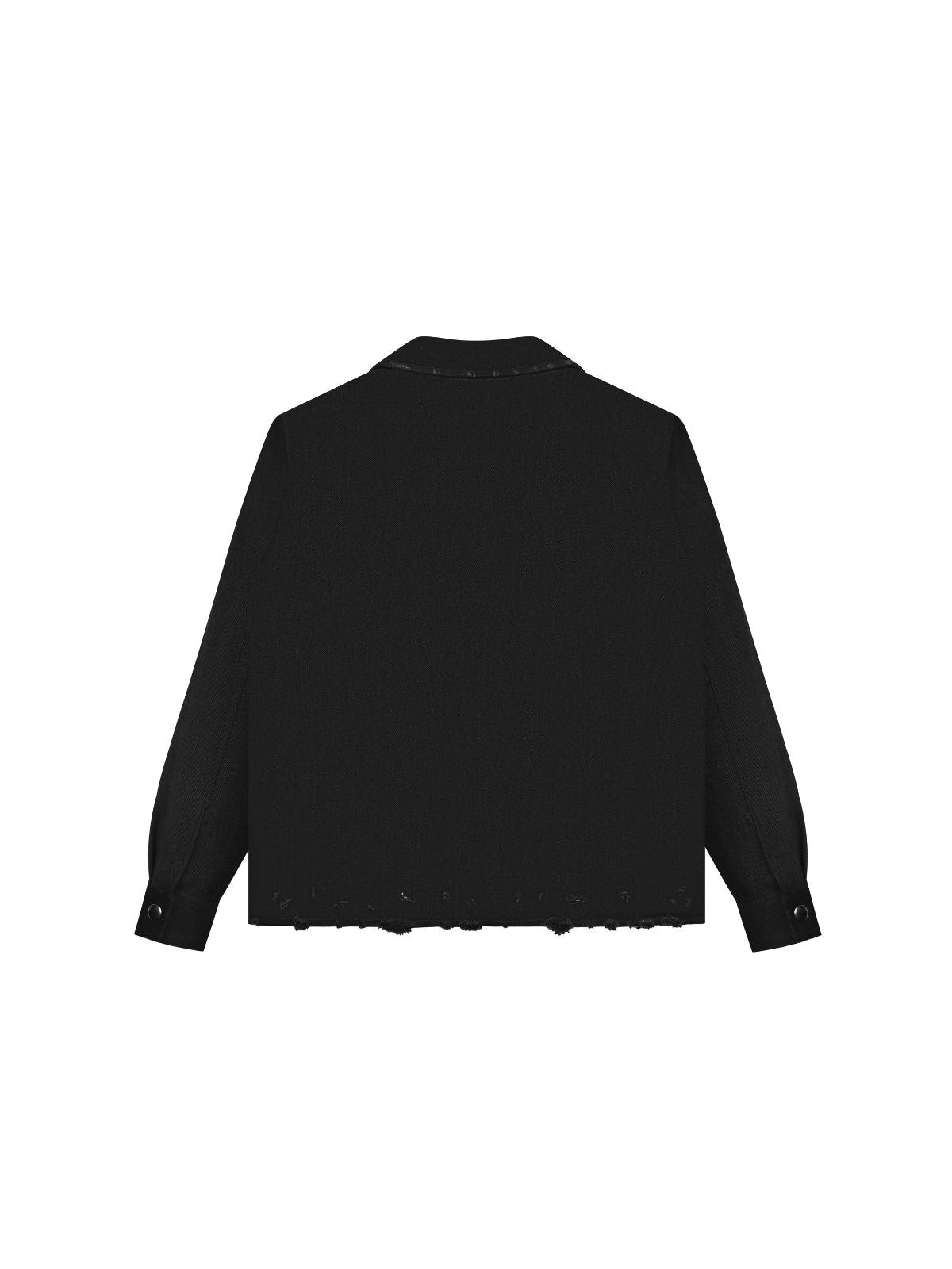 DISTRESSED DENIM SHIRT IN BLACK