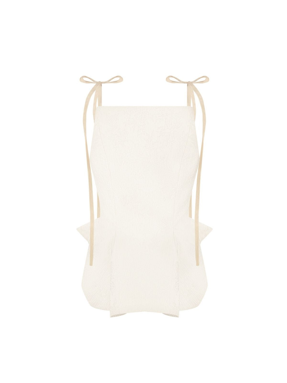 WHITE JACQUARD TANK TOP WITH EMBROIDERY DETAILS
