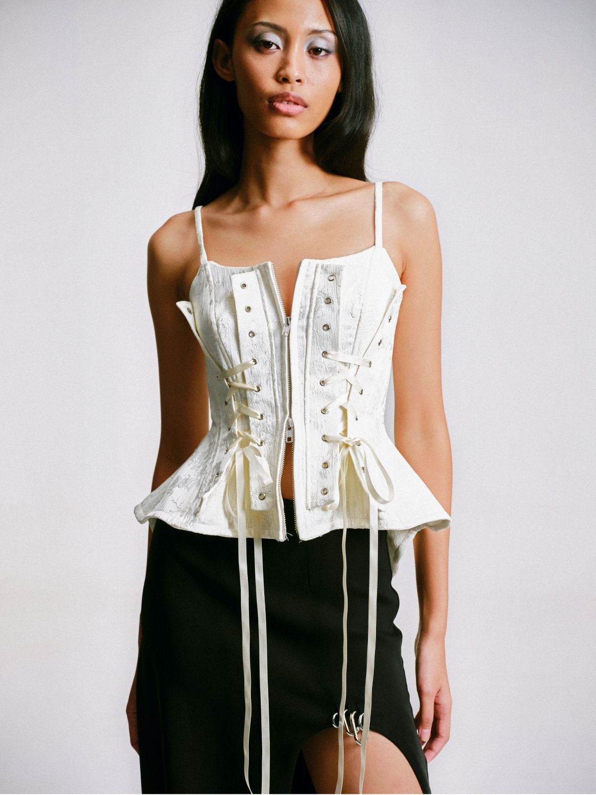 DECONSTRUCTED CORSET TOP WHITE