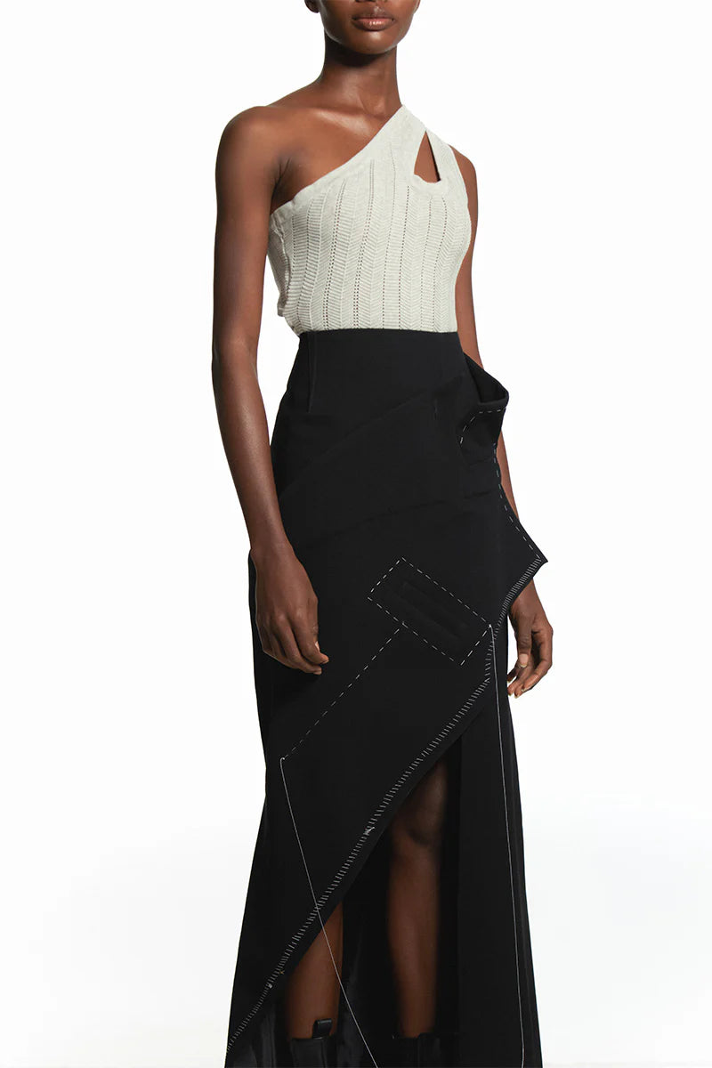 DECONSTRUCTED BLACK MAXI SKIRT