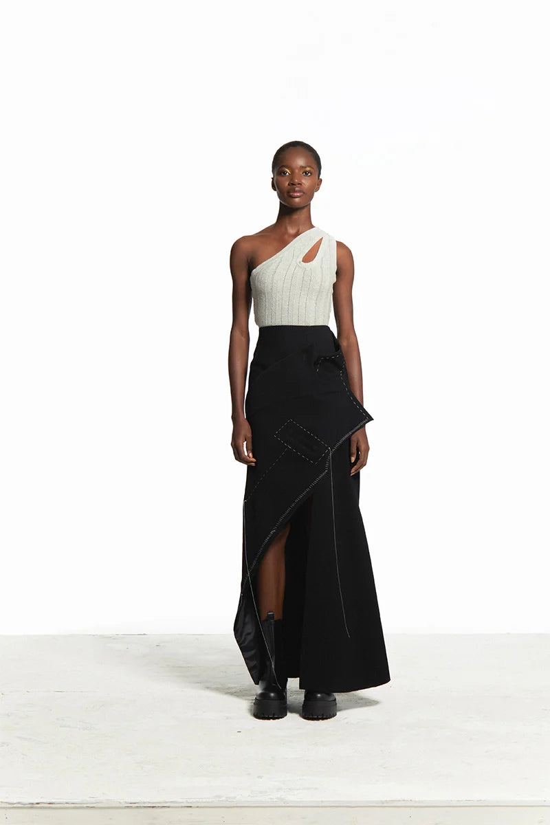 DECONSTRUCTED BLACK MAXI SKIRT
