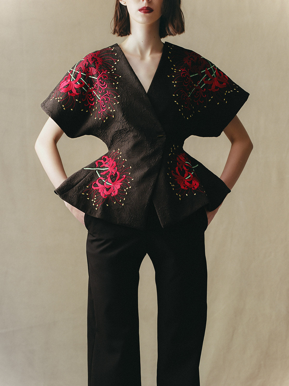 SIGNATURE EMBROIDERED KIMONO