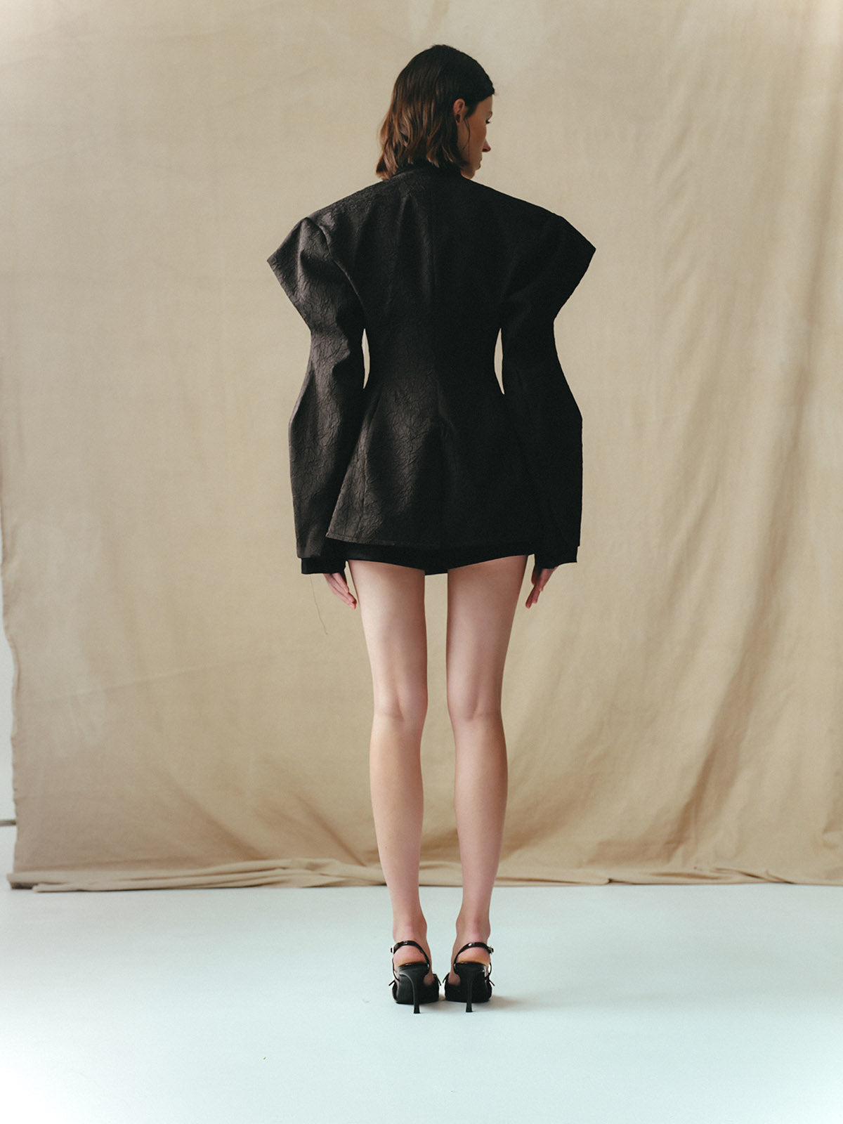 DOUBLE BREASTED JACKET WITH EMBELLISHED BUTTONS AND STRUCTURED SLEEVES