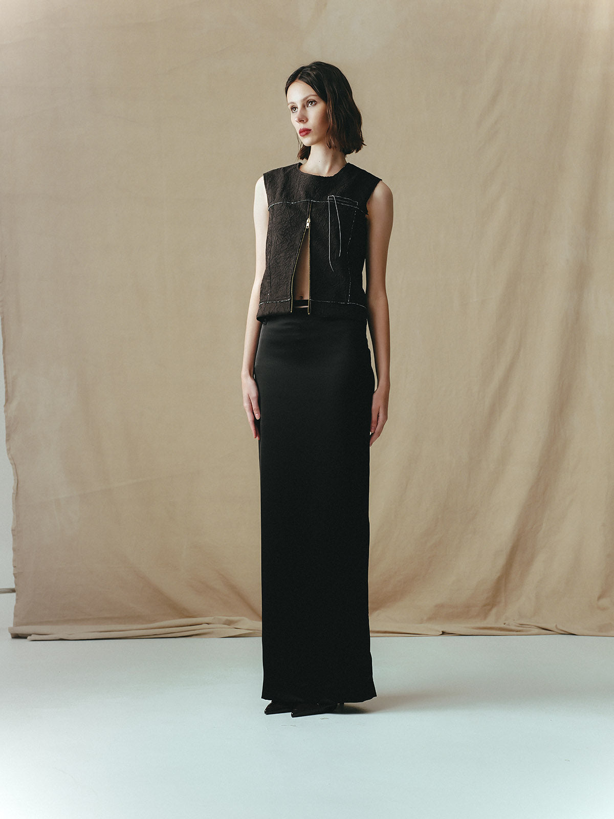 SATIN MAXI SKIRT WITH BUCKLES