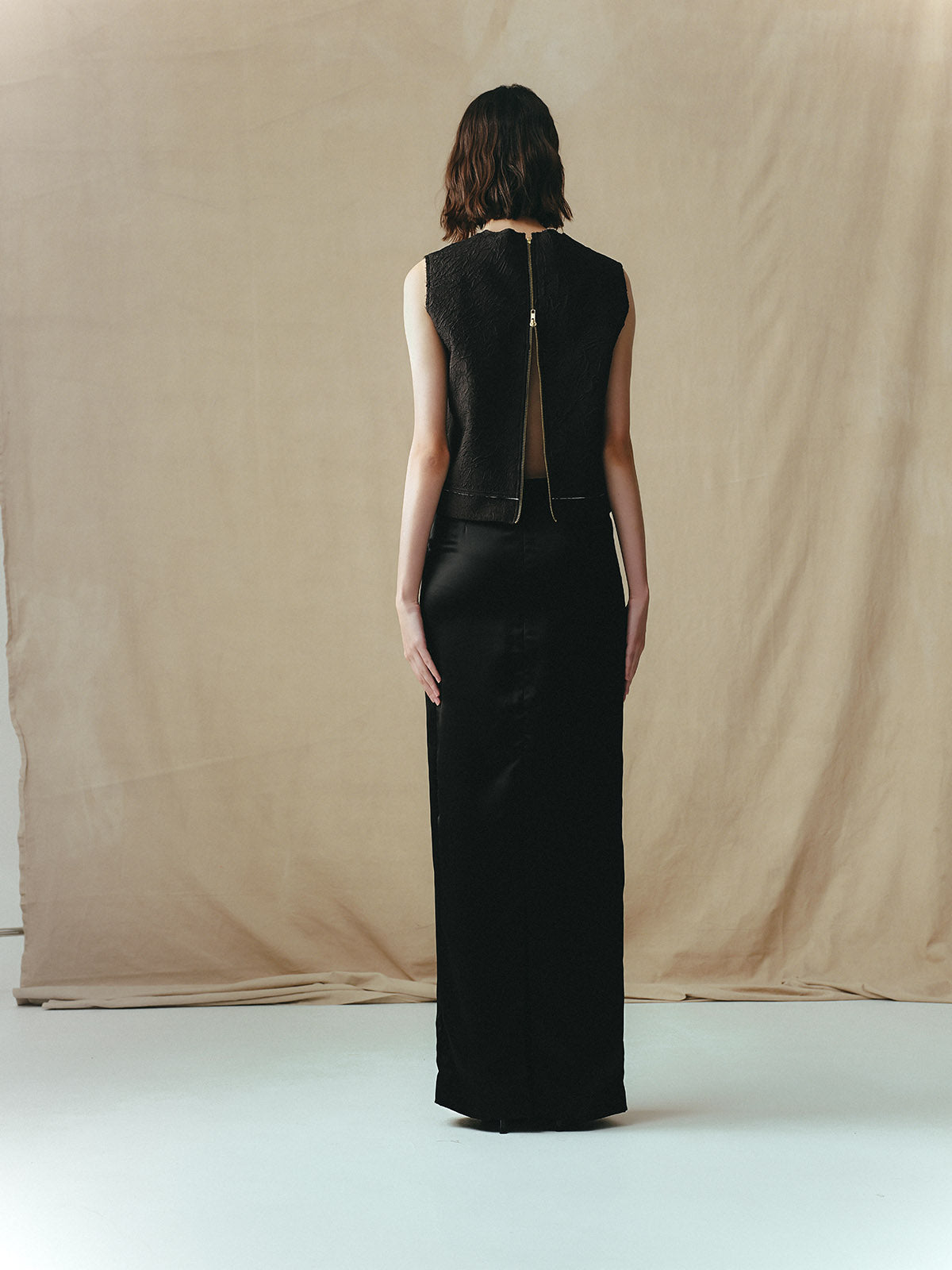 SATIN MAXI SKIRT WITH BUCKLES